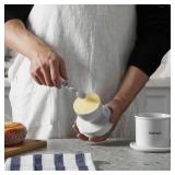 GDCZ Butter Dish With Water Line,Ceramics French Butter Keeper Crock With Lid, White