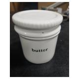 GDCZ Butter Dish With Water Line,Ceramics French Butter Keeper Crock With Lid, White