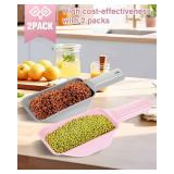 Aosnare 2 Cup Dog Food Scoop(2 Pack), Plastic Pet Food Scoop with Measuring Lines for Accurate Pet Food Portions,Dishwasher Safe (Grey and Pink)