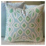 Katie Romeo Designs Blue, Green and White Coastal Geometric Throw Pillow Cover - 20x20 - 12X20 - 14x36 - Decorative Pillow Cover for Sofa, Bed, or Living Room Decor