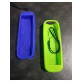 (Pack of 2) Remote Cover Case for Roku TV Remote Control/Silicone Protective Sleeve Skin - Glow in The Dark (Green/Blue)