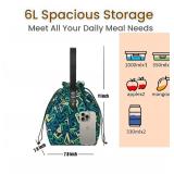 DAROSS Reusable Lunch Bag,Canvas Drawstring Lunch Bag, Lunch Tote for Work, School, or Picnics, Lightweight & Waterproof, Keeps Food Fresh All Day (Green Alphabet)