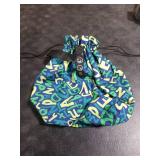 DAROSS Reusable Lunch Bag,Canvas Drawstring Lunch Bag, Lunch Tote for Work, School, or Picnics, Lightweight & Waterproof, Keeps Food Fresh All Day (Green Alphabet)