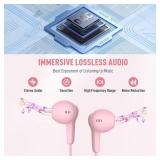 USB C Headphones for iPhone 17 Air 16 15 Pro Max Plus iPad, Type C Earphones with Mic HiFi Stereo Magnetic USBC Wired Earbuds for Samsung Galaxy S25 S24 Ultra A35 S23 Fe S22+ Flip Pixel 10 9 8, Pink