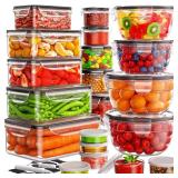 JSCARES 40 PCS Food Storage Containers with Lids Airtight (20 Lids &20 Containers) - Leakproof Meal-Prep Containers for Kitchen Storage Reusable Plastic Microwave/Dishwasher Safe with Labels & Pen