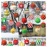 Barydat 30 Pcs Large Christmas Ball Shape Ornaments Xmas Plastic Decors Xmas Hanging Ornaments Christmas Yard Decorations for Tree Indoor Outdoor House Yard Supplies