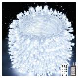 Christmas Lights String Outdoor Indoor, Xmas Tree Decorations Lights, Plug in Twinkle Fairy Light with Remote Timer Dimmable for Room Yard Holiday Party Wedding Decor (Cold White, 403FT 1200 LED)