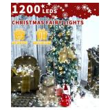 Christmas Lights String Outdoor Indoor, Xmas Tree Decorations Lights, Plug in Twinkle Fairy Light with Remote Timer Dimmable for Room Yard Holiday Party Wedding Decor (Cold White, 403FT 1200 LED)