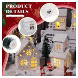 Zubebe 23 Pcs Christmas Village Sets LED Winter Village Houses Accessories Street Lights Trees Miniature Christmas Figurines Scene Desktop Ornament for Indoor Room Landscape Xmas Holiday Party Decor