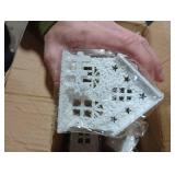 Zubebe 23 Pcs Christmas Village Sets LED Winter Village Houses Accessories Street Lights Trees Miniature Christmas Figurines Scene Desktop Ornament for Indoor Room Landscape Xmas Holiday Party Decor