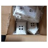 Zubebe 23 Pcs Christmas Village Sets LED Winter Village Houses Accessories Street Lights Trees Miniature Christmas Figurines Scene Desktop Ornament for Indoor Room Landscape Xmas Holiday Party Decor