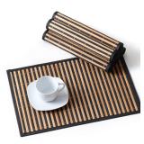 LOVECASA Placemats Set of 6, Bamboo Table Mats Set with Leaf Pattern, 18