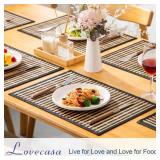 LOVECASA Placemats Set of 6, Bamboo Table Mats Set with Leaf Pattern, 18