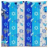 Hanukkah Decorations Backdrop, 2 Pack 3.3 x 6.6 Ft Menorah Dreidel Star of David Metallic Tinsel Foil Fringe Curtains Streamers Backdrop for Chanukah Home Indoor Holiday Jewish Festival Party Decor