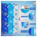 Hanukkah Decorations Backdrop, 2 Pack 3.3 x 6.6 Ft Menorah Dreidel Star of David Metallic Tinsel Foil Fringe Curtains Streamers Backdrop for Chanukah Home Indoor Holiday Jewish Festival Party Decor