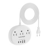 European Travel Plug Adapter with USB C, Multi Country Outlet Adapter with 3 AC Outlets and 4 USB Ports, Type C Plug Adapter for US to Most of Europe Iceland Spain Italy France Germany etc