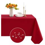 Romanstile Christmas Rectangle Tablecloth - Waterproof and Wrinkle Resistant Washable Polyester Table Cloth for Kitchen Dining/Party/Wedding Indoor and Outdoor Use (52 x 70 inch, Red)