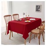 Romanstile Christmas Rectangle Tablecloth - Waterproof and Wrinkle Resistant Washable Polyester Table Cloth for Kitchen Dining/Party/Wedding Indoor and Outdoor Use (52 x 70 inch, Red)