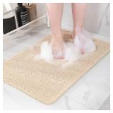 Hargiis Non Slip Bathtub Mat, Foot Scrubber Anti Slip Fast Drying Shower Mat for Tub, Floor,Bathroom, Home, Kitchen, Hotel, Beige, 24x16 Inches