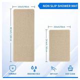 Hargiis Non Slip Bathtub Mat, Foot Scrubber Anti Slip Fast Drying Shower Mat for Tub, Floor,Bathroom, Home, Kitchen, Hotel, Beige, 24x16 Inches