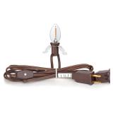 Upgraded Lighting System, 7.2Ft Brown Accessory Cord with 1LED C7 Spare Fuse Bulb, Blow Mold Lights Cord with Female Plug&On/Off Switch, for Halloween Christmas Village and Homemade Craft Decorations