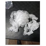 White Lace Ribbon, 2-Layer Pleated Edge White Lace Ruffle Trim for Crafts Sewing DIY, 1.8 x 5.5yd