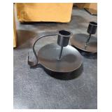 TIED RIBBONS Vintage Candle Holder with Handle Set of 4 Black Gothic Candle Holder for Home Decorations Old Fashioned Candlestick Table Taper Candle Holders for Party Decorations