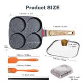 Ywmoml 4 Cup Nonstick Egg Pan Set with Lid Aluminum Omelet Skillet for Breakfast, Includes Silicone Scraper, Oil Brush, Chopsticks & Cleaning Cloth Compatible with Gas & Induction Cooktops NO 