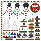 Liliful 30 Pack 1081 Pcs Christmas Snowman DIY Craft Kits Build a Snowman Crafts Accessories for Winter Parties Christmas Stuffers Xmas Gift(Foam)