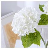 Waipfaru 21 Real Touch White Hydrangea Artificial Flowers with Long Stem & Leaves, Full Latex Faux Hydrangea Flowers for Home Decor Party Floral Arrangements Wedding Bouquets Centerpieces, 5Pcs