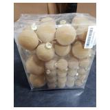Velvet Christmas Ball Ornaments Set-46pcs Flocked Shatterproof Christmas Tree Decorations Plastic Xmas Decorative Hanging Ornaments for Xmas Holiday Home Decor,3 Sizes(Light Khaki)