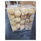 Velvet Christmas Ball Ornaments Set-46pcs Flocked Shatterproof Christmas Tree Decorations Plastic Xmas Decorative Hanging Ornaments for Xmas Holiday Home Decor,3 Sizes(Light Khaki)