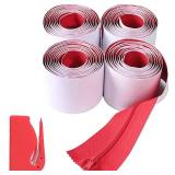 CALPALMY 4-Pack Heavy-Duty Dust Protector Zipper (Red) - Self-Adhesive Instant Door Zipper - 7 Ft Length x 3 Width - Includes 4 Zippers and Plastic Sheeting Cutter Accessories