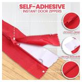 CALPALMY 4-Pack Heavy-Duty Dust Protector Zipper (Red) - Self-Adhesive Instant Door Zipper - 7 Ft Length x 3 Width - Includes 4 Zippers and Plastic Sheeting Cutter Accessories