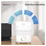 SimerSure Top Fill Humidifier, 2L Water Tank for Bedroom, 28H Long Lasting New White Air Humidifier for Large Room, Ultra Quiet 25dB Cool Mist for Baby, Plants, Office, Easy to Clean & Fill