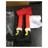 Datanly 34 Pcs Christmas Reindeer Antlers Car Kit Including Christmas Garland with Light String Antlers Nose Tail with LED Light Hanging Santa Legs Magnetic Decals Headrest Cover for Car Truck