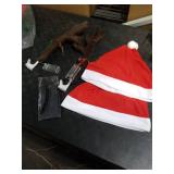 Datanly 34 Pcs Christmas Reindeer Antlers Car Kit Including Christmas Garland with Light String Antlers Nose Tail with LED Light Hanging Santa Legs Magnetic Decals Headrest Cover for Car Truck