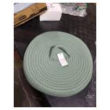 Sea Team Round Cotton Rope Storage Basket with Lid, Lidded Woven Storage Bin, Nursery Storage Container, Diaper Caddy, Baby Shower Basket, Box, Organizer, 11.8 x 11.8 x 6.7 Inches (Medium, Green)