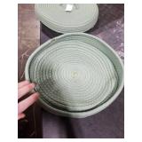 Sea Team Round Cotton Rope Storage Basket with Lid, Lidded Woven Storage Bin, Nursery Storage Container, Diaper Caddy, Baby Shower Basket, Box, Organizer, 11.8 x 11.8 x 6.7 Inches (Medium, Green)