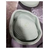 Sea Team Round Cotton Rope Storage Basket with Lid, Lidded Woven Storage Bin, Nursery Storage Container, Diaper Caddy, Baby Shower Basket, Box, Organizer, 11.8 x 11.8 x 6.7 Inches (Medium, Green)