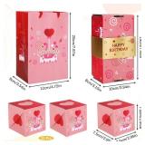 Wewounyl Explosion Gift Box 10 Pcs DIY Pop Out Folding Bounce Money Gift Birthday Box for Women Men Happy Birthday Surprise with Colorful Paper Confetti (Pink)