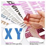 PRATIQUE Glitter Rhinestone Alphabet Letter Stickers, 26 Letters Self-Adhesive Stickers for DIY Art and Craft (Blue)