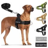 SlowTon No Pull Dog Harness - Heavy Duty Dog Harness and Leash Set for Medium Large Dogs, Reflective Tactical Harness with Soft Padded and Front Clip for Easy Walk and Training (Black L)