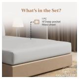 Good Sleep Bedding Fitted Sheet Twin XL - 1 Pc, 100% Egyptian Cotton Fitted Extra Long Twin Sheets for Dorm, 1000 TC 16 Deep Pocket Twin XL Fitted Sheet, Luxury Soft Fitted Bed Sheets - Light Grey