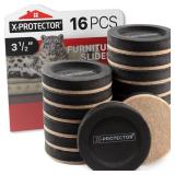 Felt Furniture Sliders for Hardwood Floors X-PROTECTOR 16 PCS 3 ½ - Furniture Slider with Unique Design - Heavy-Duty Furniture Movers for Hard Surfaces - Felt Sliders - Move Your Furniture Easily!
