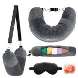 EZ4UVOY Travel Neck Pillow Stuffable with Clothes, Stuffable Neck Pillow for Travel, Packable Fillable Storage Bag for Airplane Travel, Soft Velvet Neck Pillow Case Cover