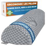 5 STARS UNITED Knee Pillow for Back Sleeping Memory Foam Cushion for Sciatica Pain Relief Under Leg Support for Sleeping on Back Half Moon Bolster for Bed, Gray