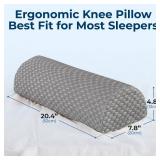5 STARS UNITED Knee Pillow for Back Sleeping Memory Foam Cushion for Sciatica Pain Relief Under Leg Support for Sleeping on Back Half Moon Bolster for Bed, Gray