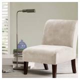 H.VERSAILTEX Armless Accent Chair Covers Thick Velvet Armless Chair Slipcovers High Stretch Chair Covers for Living Room Hotel Machine Washable Furniture Protector with Elastic Bottom, Ivory