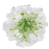 Flojery Silk Hydrangea Heads Artificial Flowers Heads with Stems for Home Wedding Decor,Pack of 10 (White)